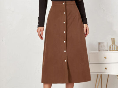 High-Waisted Corduroy Skirt for Classic Chic Style