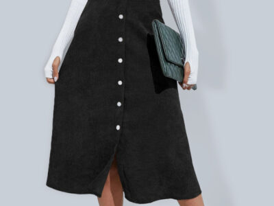 High-Waisted Corduroy Skirt for Classic Chic Style