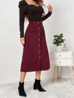 High-Waisted Corduroy Skirt for Classic Chic Style