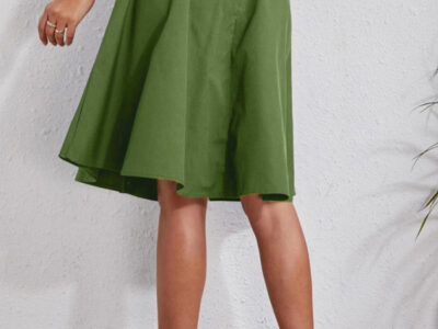 Chic Button-Front Midi Skirt with Convenient Pockets