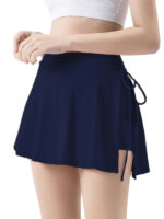 Solid Color Satin Wrap Mini Skirt