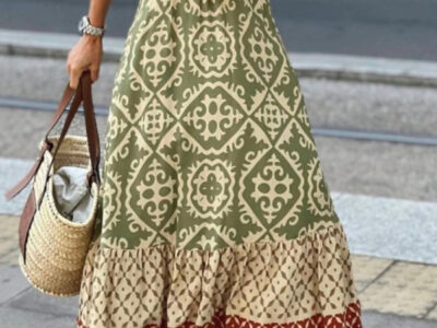 Boho Chic | Ethnic Print Swing Skirt with Unique Stitching