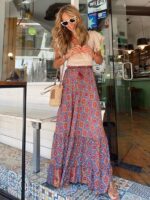 Long Ruffled Printed Skirt with Street-Chic Style