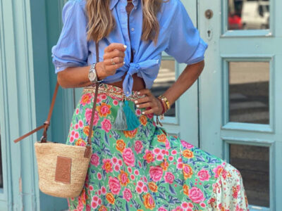 Long Ruffled Printed Skirt with Street-Chic Style