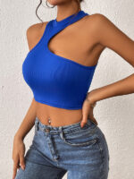 Asymmetrical Knitted Round Neck Cropped Tank Top