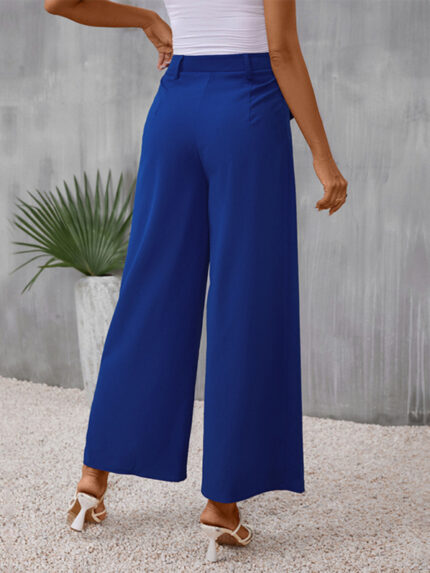 Slim Fit Wide-Leg Trousers in Stylish Blue