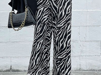 Zebra Stripes on the Commute | Elegant Wide-Leg Pants