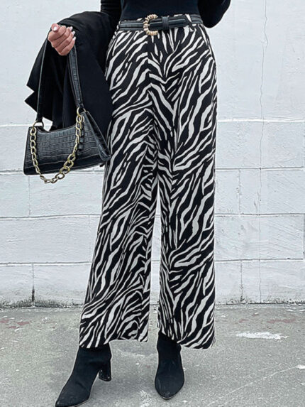 Zebra Stripes on the Commute | Elegant Wide-Leg Pants