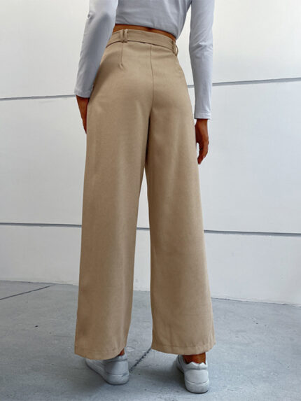 Solid Color Casual Trousers with a Straight-Cut