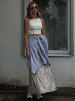 Shimmer and Shine | Long Sequined Street Fashion Skirt
