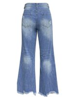 High-Waist Ripped Jeans / Micro-Boom Washed Style