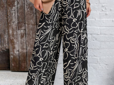 Elegant Geometric Loose Printed Trousers