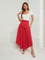 Solid Color Artistic Lace-Up Skirt for a Fashionable Statement