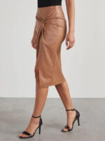 Mid-Length Leather Skirt with Alluring Side Slit