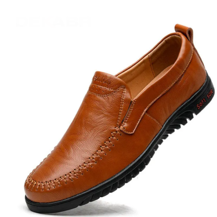 Genuine Leather Men's Loafers - Luxury Casual Shoes, Fashionable Driving Moccasins, Breathable Slip-On, Large Sizes Available