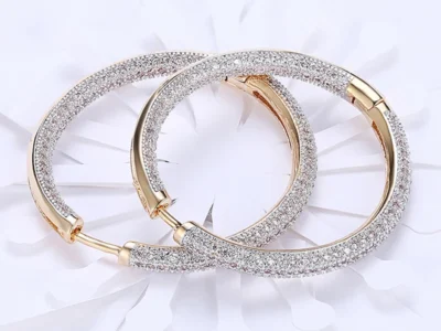 925 Silver 34mm 18K Gold Circle Hoop Earrings – Fashion Wedding Jewelry for Women