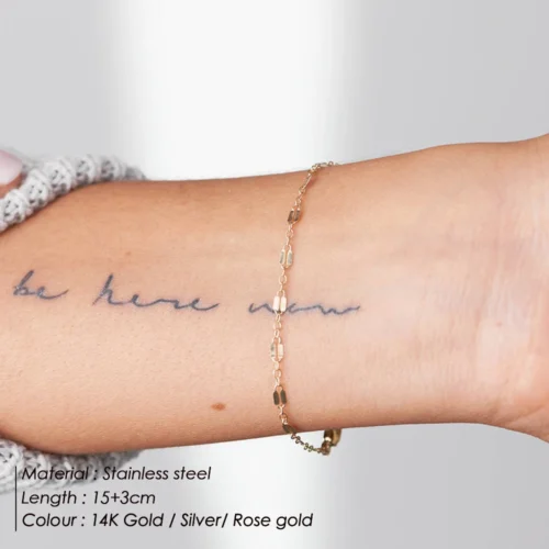 Fashion Simple Layered Chain Bracelet - Thin Faux Pearl, 316L Stainless Steel