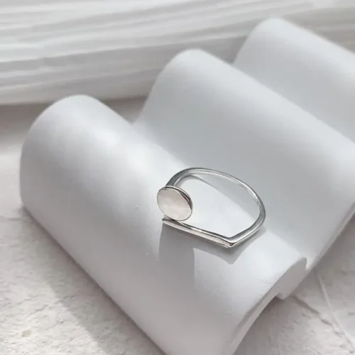 Vintage 925 Sterling Silver Double Layer Ring – Geometric Nail Design Punk Jewelry for Women