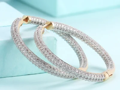 925 Silver 34mm 18K Gold Circle Hoop Earrings – Fashion Wedding Jewelry for Women