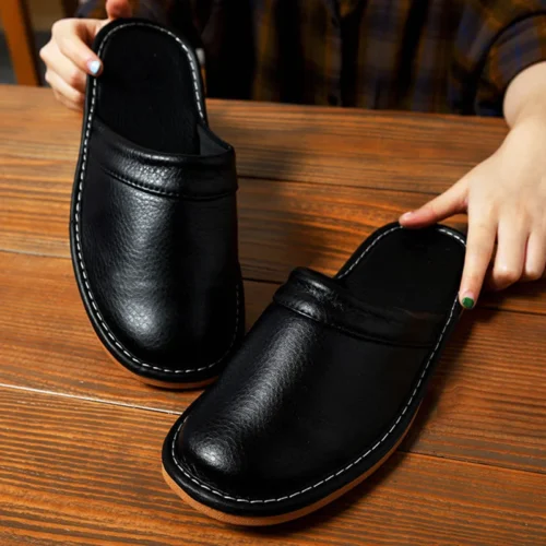 Unisex House Indoor Slippers Leather Slippers - High-Quality  Home Shoes,  Flat Mules