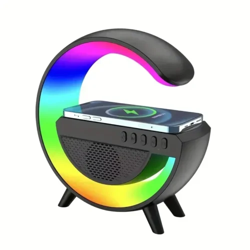 Multifunction Wireless Charger Stand, RGB Light, Bluetooth Speaker, Fast Charging for iPhone, Xiaomi, Samsung