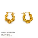 Threaded Hoop Earrings - Stainless Steel Twist Jewelry