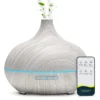 500ML Wood Grain Aromatherapy Diffuser - Ultrasonic Humidifier with Remote Control and 7-Color LED Lights