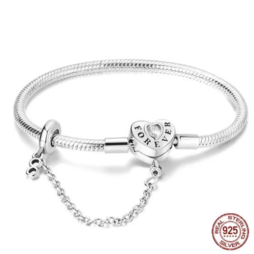 Exquisite 925 Silver DIY Charm Bracelet – Trendy Birthday Jewelry Gift for Women