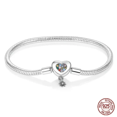 Exquisite 925 Silver DIY Charm Bracelet – Trendy Birthday Jewelry Gift for Women