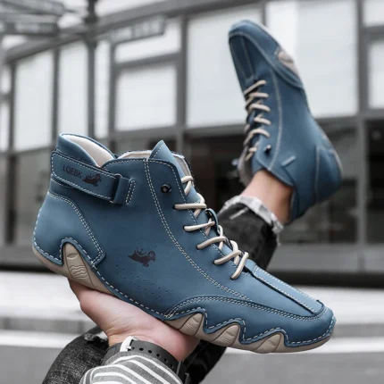 Men's Lightweight Ankle Boots - Casual Leather Outdoor Shoes, High Top Sports Shoes