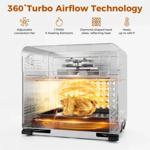 Ultimate 10-in-1 Toaster Oven Air Fryer Combo – 25QT, Touch Screen, French Doors