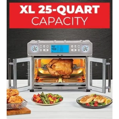 Double Zone Air Fryer Oven Combo – French Doors, 25QT Capacity, QuickSync Technology