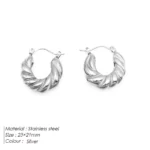 Threaded Hoop Earrings - Stainless Steel Twist Jewelry