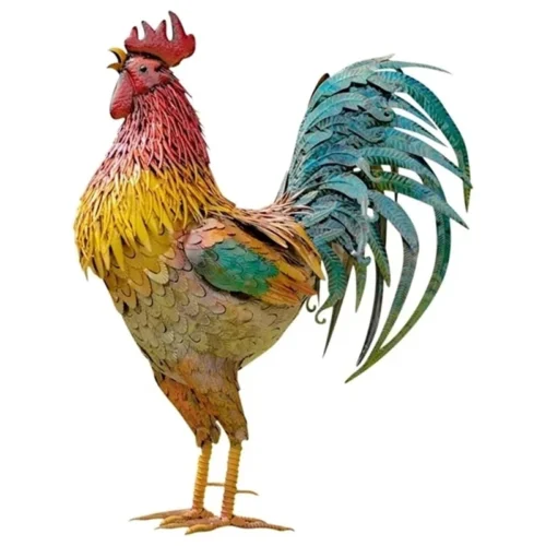 Hand Painted Outdoor Rooster Decor: Creative Indoor or Outdoor Garden Decoration