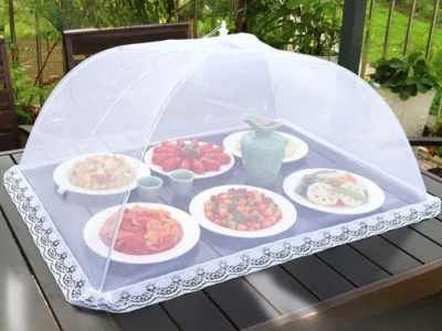 Adjustable Pop-Up Food Mesh Cover - Flies Protector, Breathable Umbrella for Meal, Vegetable, and Fruit Protection - Kitchen Essentials