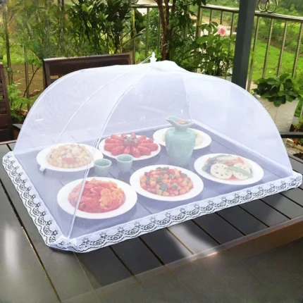 Adjustable Pop-Up Food Mesh Cover - Flies Protector, Breathable Umbrella for Meal, Vegetable, and Fruit Protection - Kitchen Essentials