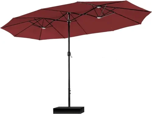 Patio Umbrella with Base: 15ft Double-Sided Patio Umbrella with Base
