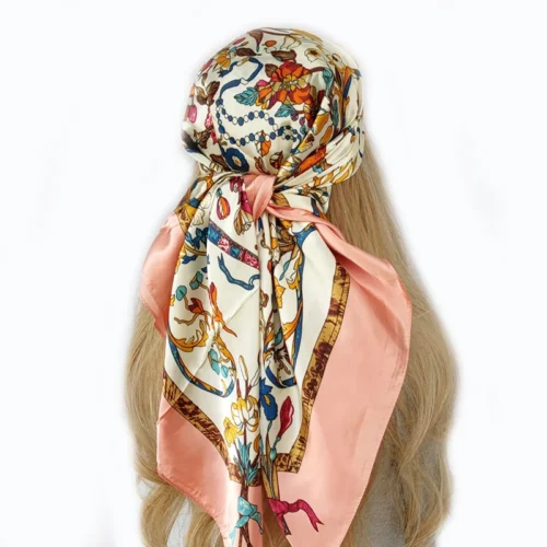 Luxury Square Silk Scarf for Women – Elegant Four-Season Headband