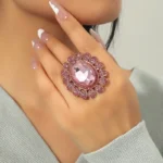 Luxury Crystal Big Flower Rings for Women - Statement Jewelry for Bridal, Wedding, Party, and Gifts