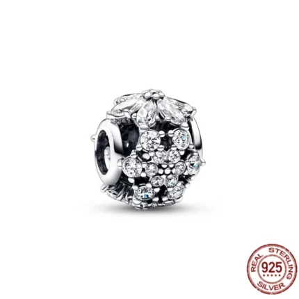 Authentic 925 Sterling Silver Clear Sparkle Pavé Charm Beads | Exquisite Jewelry Gift for Women