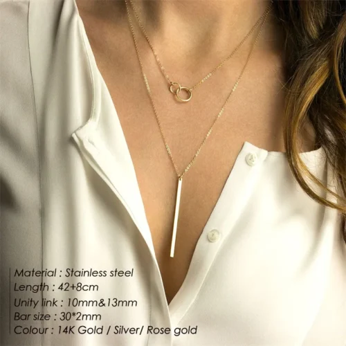 Stunning Layered Pendant Necklace for Women – 316L Stainless Steel, Non-Tarnish Choker