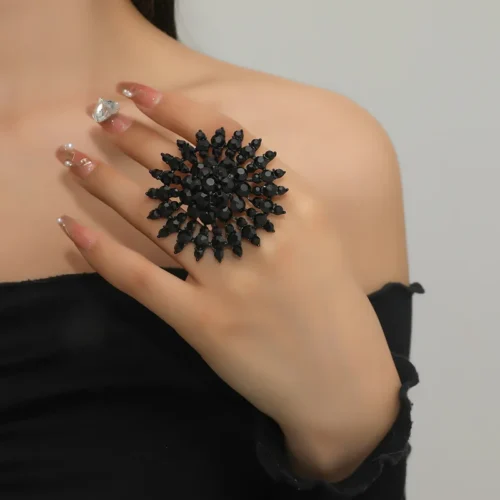 Luxury Crystal Flower Rings for Women - Vintage Statement Jewelry for Weddings and Gifts