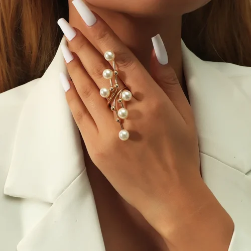 Minimalist Gold Pearl Ring for Women - Trendy Knuckle Jewelry for Parties and Gifts