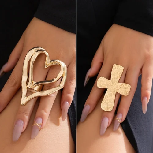 Chic Large Double Hearts Ring – Trendy Statement Jewelry for Women