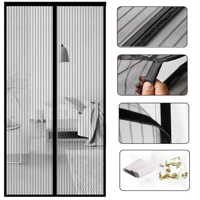 Magnetic Screen Door - No-Punch, Anti-Mosquito Net Curtain with Auto-Close for Kitchen and Living Room