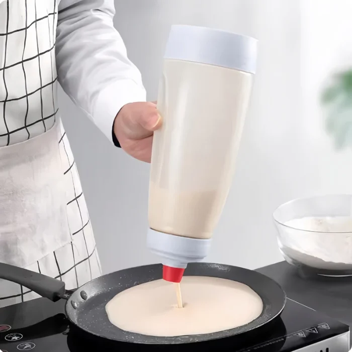 Pancake Batter Mixer Bottle with Blender Ball Wire Whisk - Perfect for Baking Pancakes, Cupcakes, Muffins, Crepes, and More