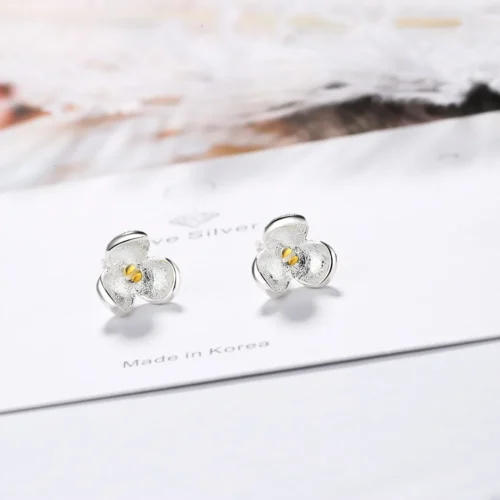 Exquisite 925 Sterling Silver Stud Earrings – Elegant Zircon Wedding Jewelry for Women