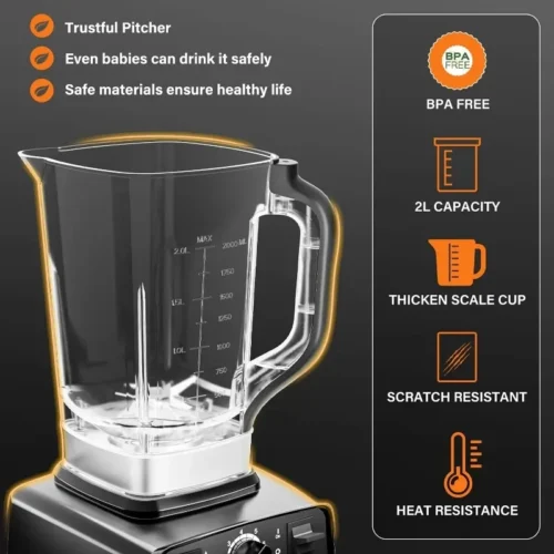 High-Performance Smoothie Blender Maker – 1450W, 4 Preset Programs, 8-Speed Control, 2L Capacity