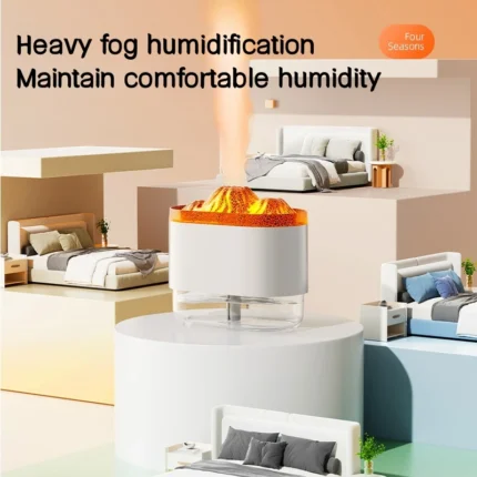 USB Volcano Humidifier & Diffuser - 300ML Ultrasonic Mist Maker with Ambient Light - Quiet for Bedroom & Office