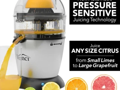 Hands-Free Electric Citrus Juicer - 1-Button Orange, Lime, Grapefruit, Lemon Squeezer, Easy to Clean Juicer Machine